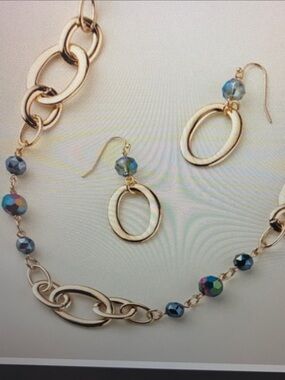 Aurora Chain Link Necklace and earring set